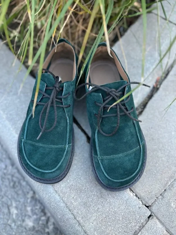 Handmade Women Suede Shoes Wide Toe Box Leather